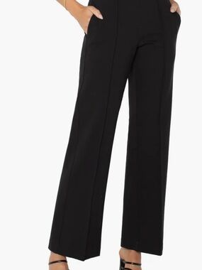 Liverpool Black Wide-Leg High-Rise Pants